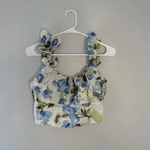 Abercrombie & Fitch Floral Ruffle Strap Crop Top – Medium